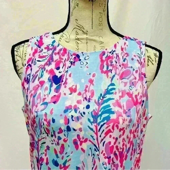 NWT Multicolor Abstract Sleeveless Floral Print Maxi Dress Large - Picture 6 of 13